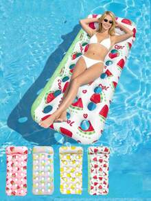 Flotadores inflables de PVC con estampado de limón y sandía, perfectos para fiestas de verano en la playa y la piscina - Multicolor - Ver 2