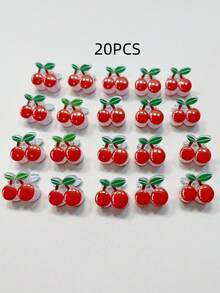 20 Peças Presilhas de Cabelo Pequenas e Vermelhas em Formato de Cereja, Garra de Cabelo Fofa, Presilhas para Franja para Adolescentes - Vermelho - Visão 7