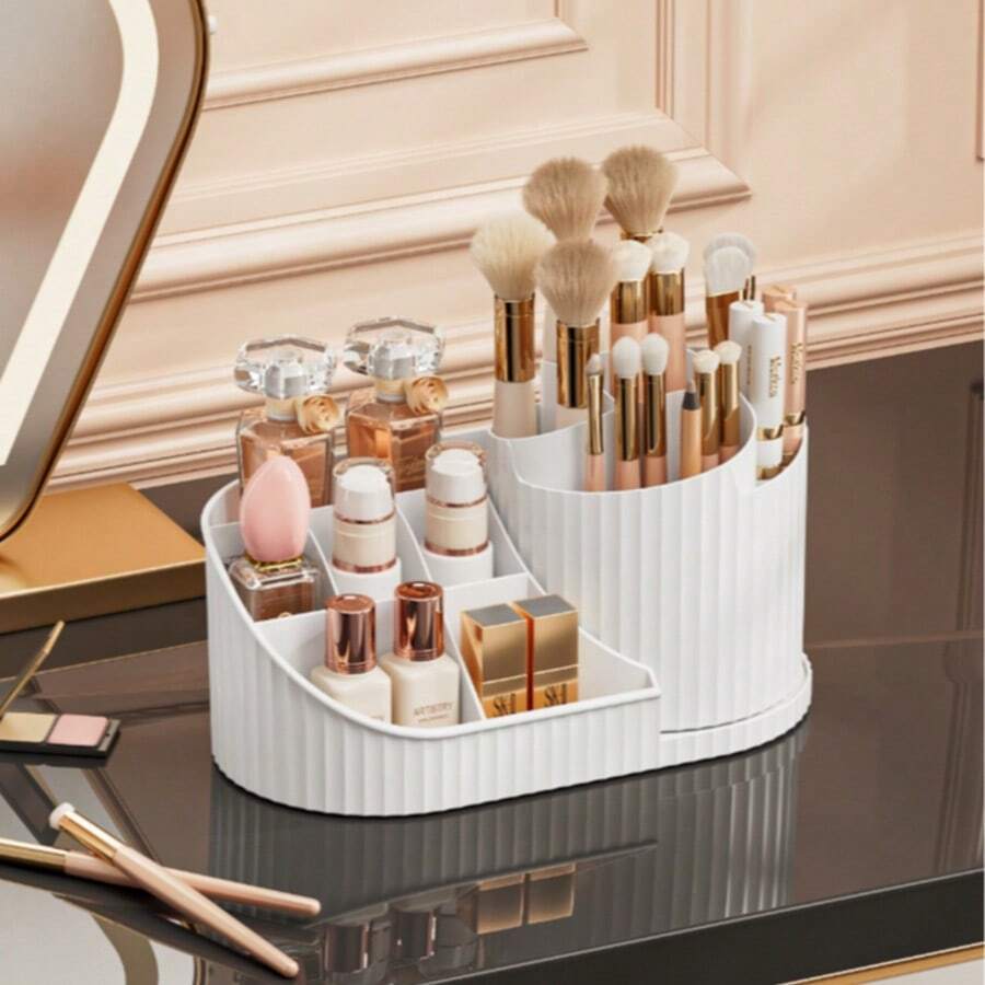 Organizador giratorio de múltiples compartimentos - Organizador multifuncional para artículos de papelería, cuidado de la piel y brochas de maquillaje