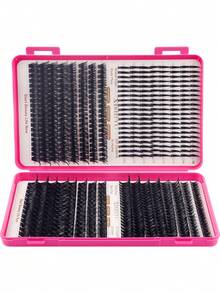 10-16mm D-Curl Flared DIY False Eyelash Clusters, Lengthening & Curling Natural Look, High Density Curl, D-Curl, DIY Lashes, Natural Effect, Thick Long Lashes, Super Soft & Lightweight, Reusable, Includes Makeup Tools, Suitable For Home Or Outdoor Use, Ideal For Weekends, Weddings, Dates, Parties, Music Festivals, Travels, Spring - 彩色 - 查看 5