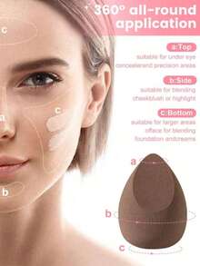 6 Pcs Makeup Sponges, For Cream And Powder Concealer - Coffee Brown - View 6