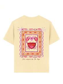 少女休闲趣味印花圆领短袖T恤，夏季上衣 - 杏色 - 查看 7