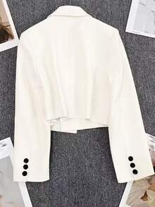 Women's Spring/Autumn White Notched Collar Long Sleeve Single-Breasted Casual Blazer Jacket, Suitable For Banquet, Wedding, Party, Outing, Valentine's Day Or Other Important Festivals And Gatherings, Spring, Valentine's Day, Carnival, Beach, Birthday - Beige - View 6