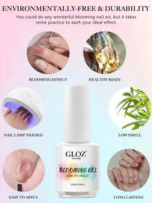 GLOZ 15ml 透明紮染凝膠，可浸泡脫色 UV LED 凝膠指甲油，漸層紮染效果，魔幻大理石水彩花卉紮染半永久指甲油 - 無色 - 查看 2