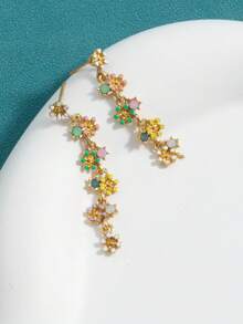 1 Pair Dopamine Flower Sweet Earrings, Mini Delicate Daisy & Sunflower Pendant Earrings - Style 1 - View 3