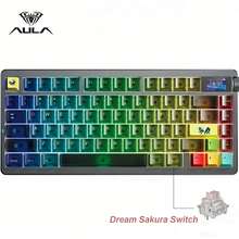 AULA Nova75 Mechanical Gaming Cream Keyboard, 8000mAh Battery, 75% Compact Layout, Gasket-Mount Design For Creamy Sound, RGB Backlight, Customizable Hot-Swappable Switches, Bluetooth/2.4GHz/USB-C Connectivity, Suitable For Gaming And Typing, Compatible With Windows And Mac - View 15