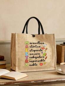 Túi vải canvas in chữ MAESTRA, họa tiết sáng tạo chủ đề giáo viên, quà tặng đa năng nhân Ngày Nhà giáo, túi mua sắm bằng vải lanh nhẹ, có thể dùng làm túi du lịch đi biển xách tay kèm ngăn đựng mỹ phẩm, túi mua sắm du lịch dung tích lớn phù hợp cho y tá, bác sĩ, giáo viên, phù hợp cho phái nữ, giáo viên, mẹ, bạn bè, ký túc xá, quà tặng Ngày của Mẹ, quà tốt nghiệp, quà du lịch, quà Phục sinh, quà tựu trường. - Nhiều màu - Xem 6