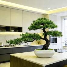 TUOGTCI 逼真仿真植物树盆景，结构稳固，带花盆，质感逼真，适用于家居/户外装饰，可用于新年、复活节、圣诞节、感恩节、圣帕特里克节、情人节、开斋节、周年纪念日等节日装饰 | 四季皆宜，方便移动摆放，节日装饰，耐候材质，活动策划，节日装饰，含花盆 - 綠色 - 查看 3