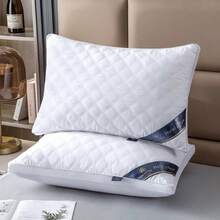 2 buah Isian Bantal 3D Bergaris Warna Solid (Dengan Isi), Lembut dan Ramah Kulit, Cocok untuk Penggunaan di Kamar Tidur dan Rumah - Putih - View 3