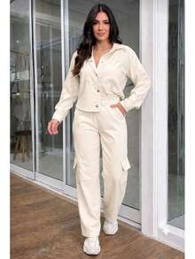 Women's Chic Velvet Winter Set - White - View 3