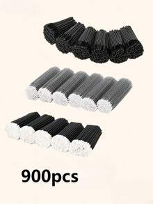 900/600/300支装睫毛嫁接用品套装，含一次性睫毛刷、微型棉签刷、睫毛膏刷和唇刷。 - 彩色 - 查看 11
