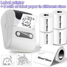 Portable Label Maker - Wireless Label Printer With 5 Rolls Of Different Size Label Paper; Compact Thermal Label Printer For Small Businesses, Offices And Home Use; Ink-Free Label Maker Compatible With IOS And Android - Multicolor - View 2