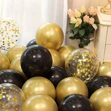 60Pcs Black And Metallic Gold Balloons Set With Gold Confetti Latex Balloons For Birthday, Graduation, New Years, Wedding, Engagement,Anniversary,Mother's Day Party Decorations. - Multicolor - View 10