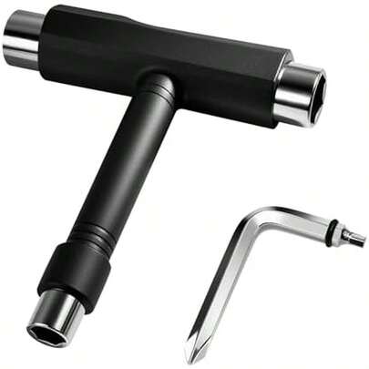 Skate Tool All-In-One,Skateboard Wrench Multi-Function Portable Skate T Tool And L-Type  Head Wrench Screwdriver