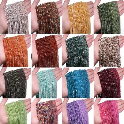 AAA Natural Stone Crystal Quartz Jasper Garnet Aquamarine High Quality Tiny Small Loose Spacer Beads For Jewelry Making DIY Gorgeous Bracelets Necklace Earrings Accessories For Women Gifts,Suit For Wedding Party Home Decor