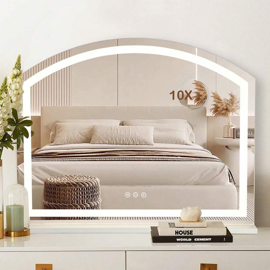 AYAYM Vanity Mirror With Lights LED Lighted Up Makeup Mirrors With Dimmable 3 Modes And Brightness Adjustment Touch Screen Control 10X Magnifying Glass For Bedroom Dressing Room
