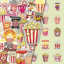 50 piezas de pegatinas de palomitas de maíz con dibujos, pegatinas decorativas de comida de dibujos animados creativas, divertidas y lindas para tabletas, hogar - Multicolor - Ver 1