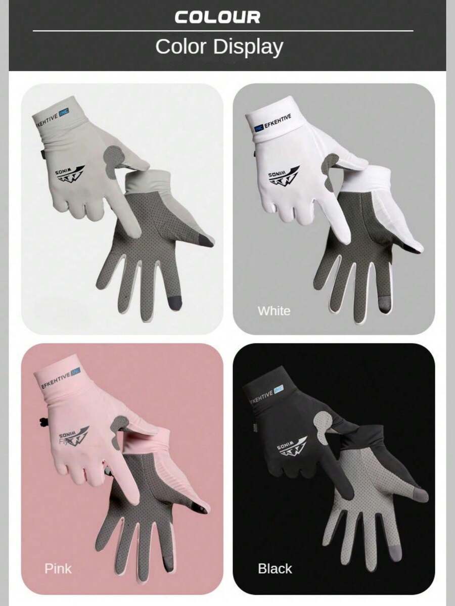 New Silky Fiber Material Men's Gloves, Suitable For Outdoor Cycling, Fishing, Anti-Slip, UV Protection Full Finger Gloves, Applicable For Boating, Kayaking, Sports Design, Lightweight Gloves, Premium Fabric, Durable Material, Sports Gloves, Fishing Gloves, Outdoor Enthusiasts, Kayaking And Fishing Lovers - Multicolor - View 1