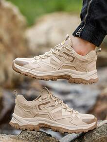 Men's Steel Toe Work Shoes, Anti-Smash And Anti-Puncture, Industrial Style Safety Work Shoes, Suitable For All Seasons, Applicable For Outdoor Construction, Gardening And Construction Site Foot Protection - 卡其色 - 查看 7