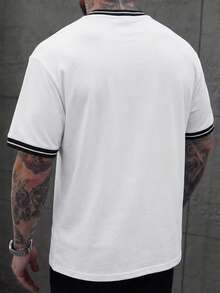 Áo thun nam tay ngắn dáng regular fit phối màu tương phản, thích hợp cho mùa xuân/thu. - trắng - Xem 2