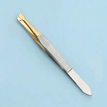 1pc Ombre Gold & Silver Slanted Eyebrow Tweezers - Multicolor - View 6