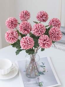 1个仿真菊花球，刺绣菊花球，婚礼装饰，家居花瓶装饰，餐厅客厅卧室花卉装饰，新娘捧花，腕花，胸花材料，生日派对装饰，新年情人节礼物，DIY花环 - 玫紅色 - 查看 2