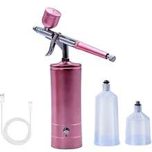 Cordless Rechargeable Airbrush Kit With Compressor Air Brush System, 0.3mm Nozzle & Cleaning Brush Suitable For Nail Art, Makeup, Painting, Decorating - Professional & Use - Pull down + Apply Powder - View 2