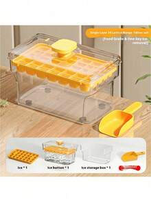 1 Conjunto de Forma de Gelo de Silicone Reutilizável com Tampa, Molde Fabricante de Gelo DIY, Fabricante de Cubos de Gelo Rápido com Ejetor, Forma de Gelo Caseira com Concha de Gelo, Caixa de Armazenamento de Gelo Portátil, Tamanho do Produto: 19cm*11cm*10cm - Multicolorido - Visão 3