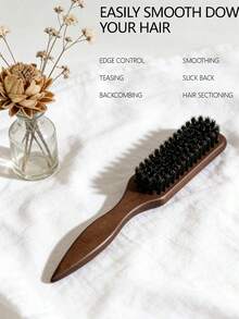 1 lược chải tóc lông heo rừng unisex, lược chải râu, lược chải viền tóc, lược cán gỗ mềm mại, lược làm mượt tóc xoăn, lược gỡ rối, lược kiểm soát đường chân tóc, lược tạo kiểu tóc đuôi ngựa mượt mà - Với phần đuôi rộng giúp gỡ rối và làm mượt tóc, thuận tiện cho việc chia tóc, tạo kiểu, đánh bóng và duỗi thẳng tóc, tạo kiểu tóc mượt mà, phù hợp cho cả nam và nữ, thích hợp làm quà tặng Giáng sinh. - màu nâu - Xem 6