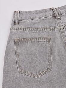 Shorts vaqueros bermudas desgastados y deshilachados de estilo casual de verano - Gris Claro - Ver 5