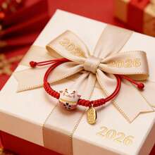 Woven Couple Ceramic Cat Bracelet For Women Best Friends Two Gifts Ancient Style Girly Cute Lucky Cat Red Rope Niche Design Gift - Ceramic Bracelet - View 4