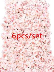 6pcs/Set 5.9ft Artificial Cherry Blossom Flower Garland Hanging Vine, Suitable For Spring Home Room Wedding Party Decor - Multicolor - View 14