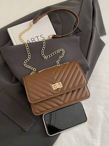 2026 New Fashion Embossed Rhombus Letter Casual Handbag, Netizen Simple Shoulder Crossbody Square Bag For Women - Coffee Brown - View 4