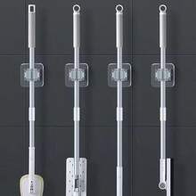 1/3/5个装免钻孔拖把架，强力粘胶拖把夹，壁挂式拖把挂架，节省空间浴室挂钩，固定式扫帚收纳架，适用于浴室、厨房和花园 - 灰色 - 查看 6