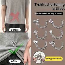 2 chiếc kẹp ống quần denim hình trái tim/nơ đính ngọc trai giả, dùng để tránh ống quần bị kéo lê trên mặt đất, khóa giày chống trượt, điều chỉnh độ dài quần, ngăn ống quần chạm đất, phù hợp với quần jean và quần dài. - A - Xem 2