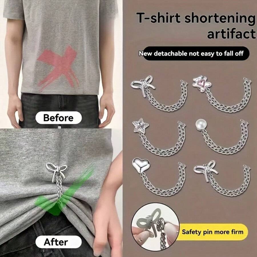 2 chiếc kẹp ống quần denim hình trái tim/nơ đính ngọc trai giả, dùng để tránh ống quần bị kéo lê trên mặt đất, khóa giày chống trượt, điều chỉnh độ dài quần, ngăn ống quần chạm đất, phù hợp với quần jean và quần dài.