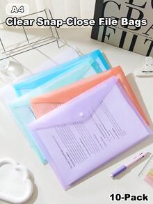 A4透明按扣式文件袋 - 防水文件收纳袋，适用于家庭和办公室 - 套裝 - 查看 9
