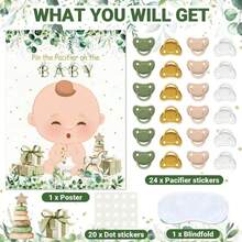 Baby Pacifier Guessing Game, Large Poster With Reusable Stickers And Blindfold, Gender Reveal Party Favors, Newborn Celebration Party Wall Decor - Multicolor - View 4