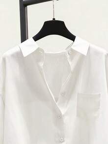 1 chiếc áo chống nắng nhẹ, kiểu dáng tối giản thanh lịch đa năng tay dài màu trắng cho mùa hè mới. - trắng - Xem 3