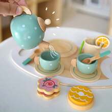 1 Set Cute Miniature Pretend Play Tea Set, Realistic Simulation Teapot, Portable Afternoon Tea Etiquette Toy For Children Role Play - Multicolor - View 5