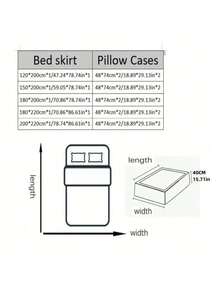 3pcs Minimalist Modern Floral Pattern Double Ruffle Bed Skirt Set, Bedroom Bedding (1 Bed Skirt, 2 Pillowcases, No Inner Core) - Dusty Purple - View 4