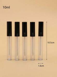 1/5 Pcs 10ml Premium Black Empty Lip Gloss Tubes With Wand, Leakproof Refillable Reusable Mini Cosmetic Dispenser Bottles For Lip Glaze Lip Balm Concealer Cuticle Oil Eyelash Growth Serum, Portable Travel Makeup Essentials For Girls Women DIY Lip Samples Beauty Gift For Makeup Lovers Home Salon Daily Use - Clear - View 6