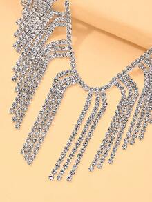 outingfit 1pc Fashion Tassel Bracelet, Ins Style Minimalist Rhinestone Bracelet Accessory For Women - Silver - View 5