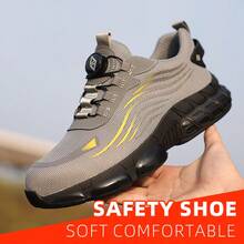 Ding gu Safety Shoes Industrial Safety Shoes Safety Boots Function Trainers Outdoor Work Shoes Men's Puncture Proof Steel Toe Anti-Smash Non-Slip Shock Absorbing Work Safety Shoes - 灰色 - 查看 16
