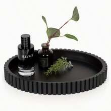 Nampan Bulat Silikon Hitam Modern, Cocok untuk Desain Sederhana Dekorasi Meja Kopi dan Dekorasi Pusat Seni, Sangat Cocok untuk Dekorasi Rumah, Pajangan Parfum, Dekorasi Pusat Mode dan Dekorasi Kedai Kopi - A - View 14