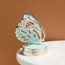 SUSUZUKU 1pc Luxury Enamel Rhinestone Winged Butterfly Jewelry Box, European Style Jewelry Box, Birthday Gift, Exquisite Home Decor - Butterfly - View 8