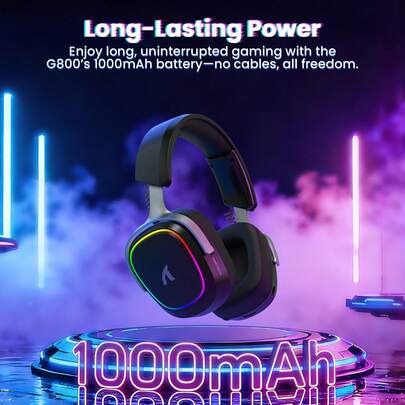 ATTACK SHARK G800 Wireless RGB Gaming Headset:7.1 Surround Sound-50mm Drivers-Memory Foam Ear Pads,Wired/2.4Ghz/BT,Ultralight, Aluminum Frame,Detachable Mic,Programmable