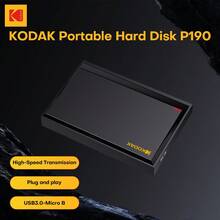 Kodak 柯达 2.5 英寸便携式外置硬盘，提供 500GB 和 1TB 两种容量选择，USB 3.0 接口，兼容 PlayStation PS4/PS5、Xbox、Mac、PC 台式机和 Macbook。 - 查看 5