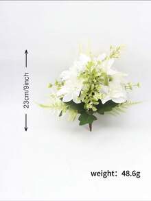 5 Hastes de Bouquet de Margarida Gerbera, Flores Artificiais para Casamento, Casa, Jardim, Exposição, Escritório, Decoração de Mesa de Jantar (Vaso Não Incluído) - Branco - Visão 2