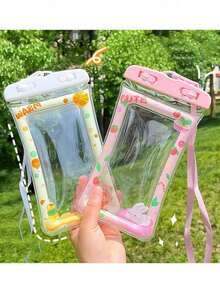 Wasserdichte Handyhülle mit süßem Cartoon-Airbag, aus PVC-Material, mit Verschluss, kompatibel mit Geräten bis zu 6,5 Zoll, ideal für Camping & Sport, vollständig wasserdichter Trockenbeutel: Perfekt für Schwimmen, Treibenlassen und Tauchen! Auch bei Regen ist die Touchscreen-Bedienung nicht beeinträchtigt. - Verschiedenfarbig - Übersicht 2